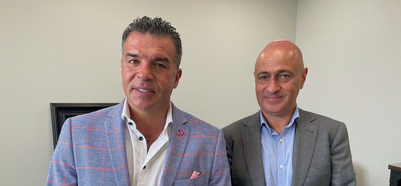 Image: Eric Rodriguez, Sunwing EVP Strategic Partnerships Eric Rodriguez and Blue Diamond Resorts Managing Director Mohamad Fawzi. (Bruce Parkinson)