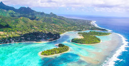 Breathtaking aerial view of Rarotonga, Cook Islands in the Pacific islands 