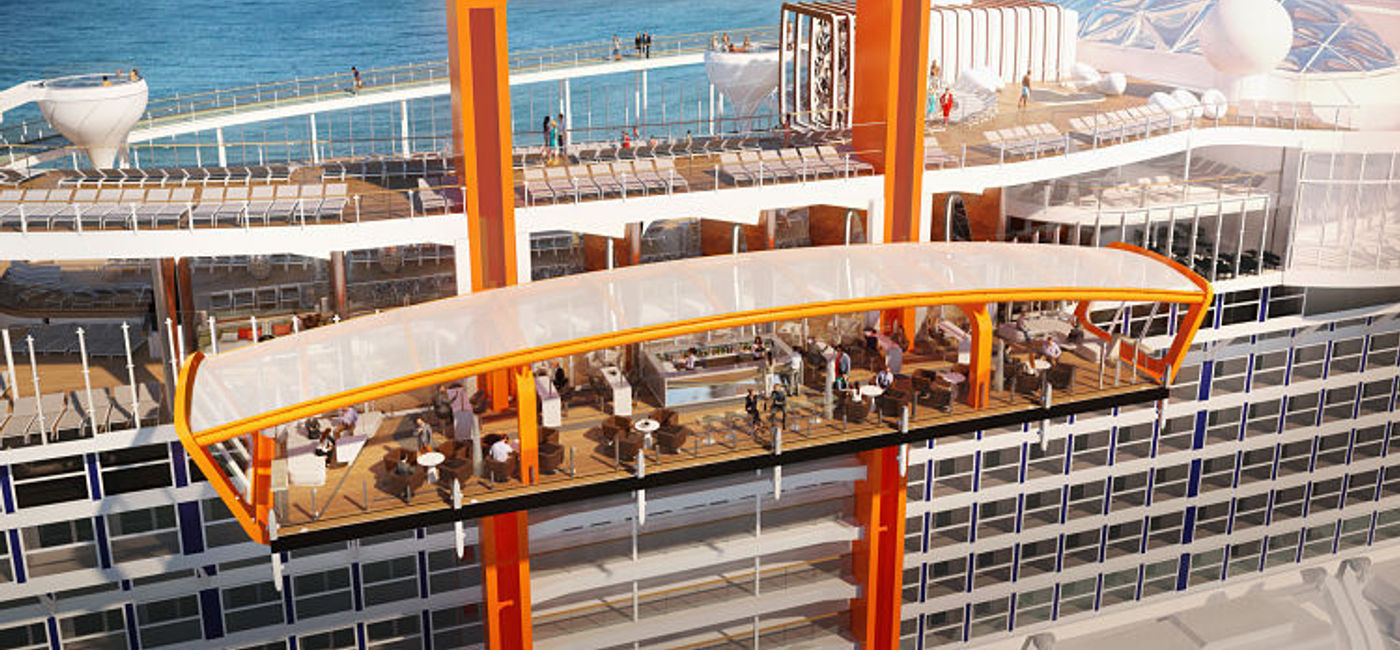 Image: PHOTO: Celebrity Edge's unique Magic Carpet area. (photo courtesy of Celebrity Cruises)