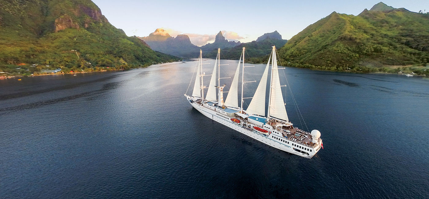 Image: The Wind Spirit in Moorea, Tahiti (photo via Windstar Cruises) ((photo via Windstar Cruises))