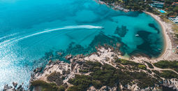 Aerial view of the coastline in Halkidiki, Greece