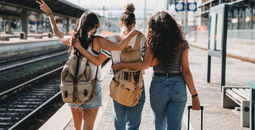 Three friends enjoying a trip together.
