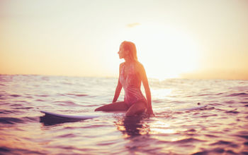 Surfing in Hawaii.