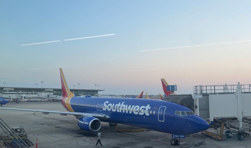 A Southwest Airlines plane at Houston's William P Hobby Airport