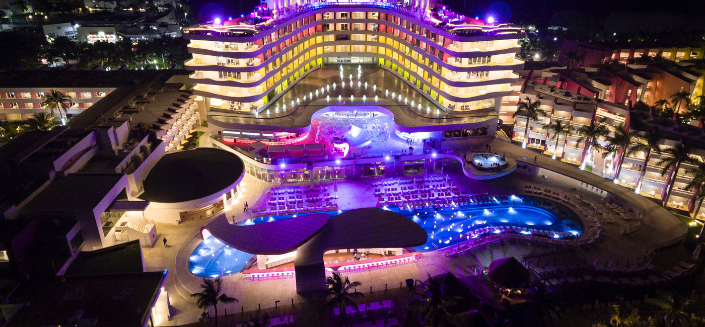 Image: PHOTO: Aerial view of Temptation Cancun Resort at night. (photo courtesy of Original Group)