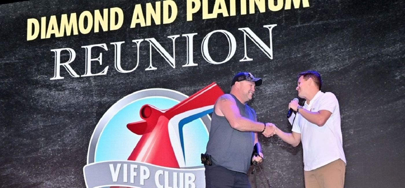 Image: Sarge, a retired Army service dog, is awarded Diamond status in the Carnival loyalty program. (Photo from Carnival Cruise Line)