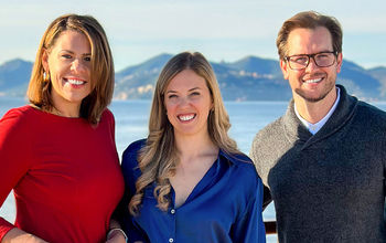 (From left to right) Windstar Chief Commercial Officer Janet Bava, Vice President of Marketing Patricia Gonzalez, and Creative Director Dane Neal Cox aboard Star Legend  