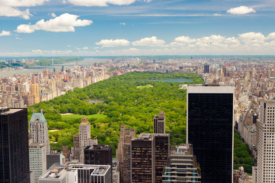 Aerial, New York City, NYC, Central Park park, skyscrapers, New York, skyline