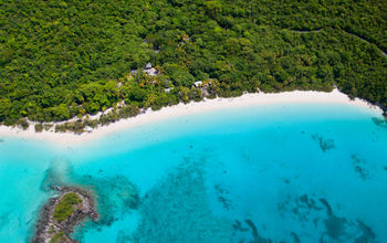 Aerial shot of Trunk Bay, St John, US Virgin Islands