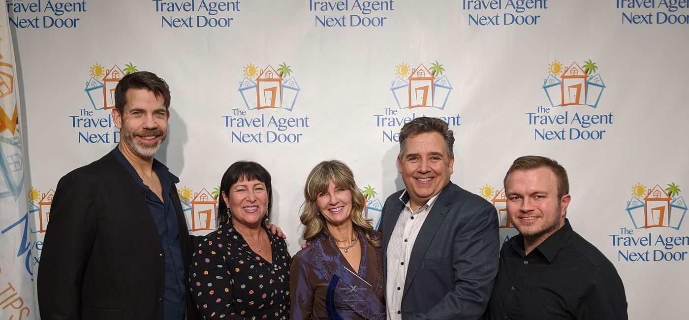 Image: From left: Shean Carmichael, TTAND Director of Marketing; Penny Martin, TTAND VP of Agent Experience; Brenda Lynne Yeomans, Celebrity Cruises Strategic Market Manager Canada; Flemming Friisdahl, Founder, TTAND; and Kris Campbell, TTAND Training Coordinator. (Photo: The Travel Agent Next Door)
