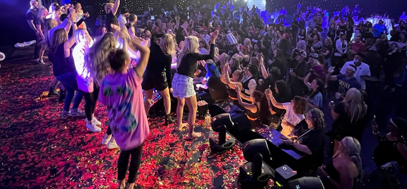 Image: Lip Sync Battle teams onstage at the 2022 AIC Showstopper Awards, Hard Rock Hotel & Casino Punta Cana, Dominican Republic. (photo by John Kirk)