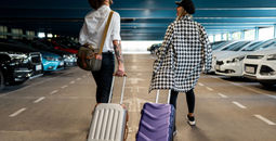 Couple arriving to the airport