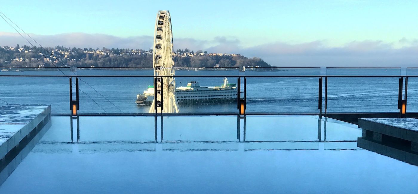 Image: PHOTO: View from the Four Seasons Seattle infinity pool. (photo by Scott Laird)