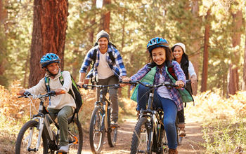 Family mountain biking.
