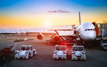 Airplane near the terminal at Heathrow Airport in England.