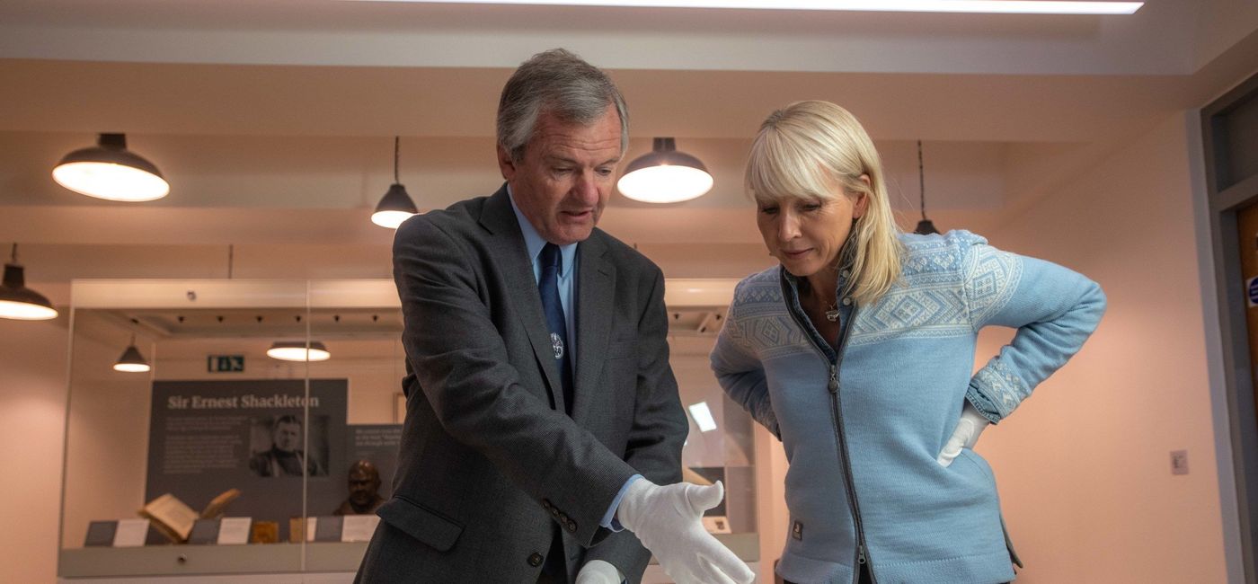 Image: Professor Julian Dowdeswell (left) and Viking Executive Vice President Karine Hagen (right) reviewing archives at the Scott Polar Research Institute. (photo courtesy of Viking)