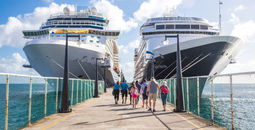 Cruise passengers return to ships at Port Zante in St Kitts
