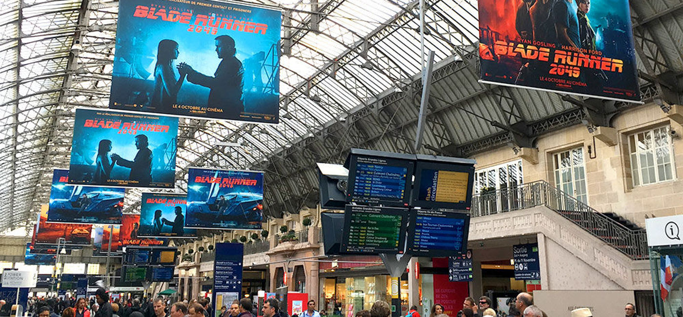 Image: PHOTO: "Blade Runner 2049" banners line the Gare de Paris-Est train station in France. (photo by Jason Leppert)