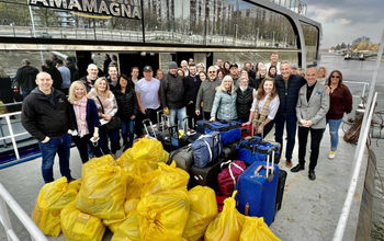 Ensemble top producers brought donations for Ukraine to Europe.