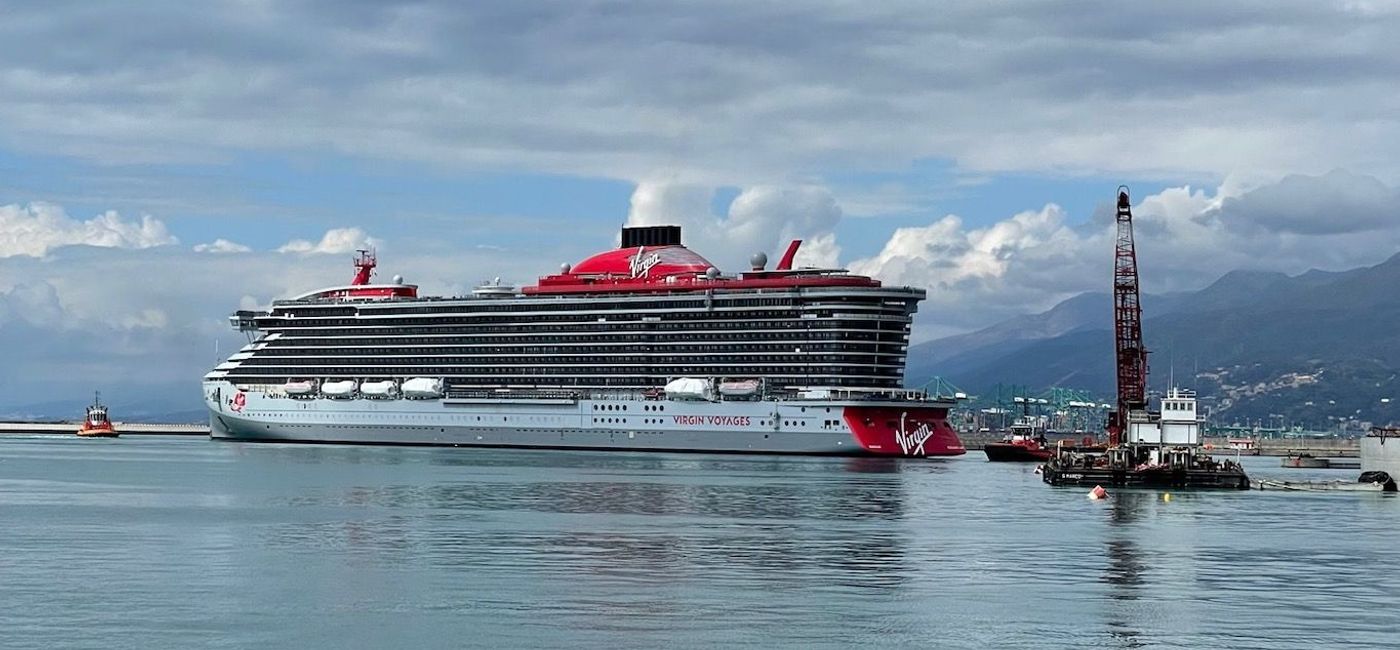 Image: Virgin Voyages' Resilient Lady during sea trails. (photo via Virgin Voyages)