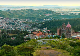 Aerial cityscape of Guanajuato, Guanajuato, Mexico.