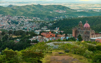 Aerial cityscape of Guanajuato, Guanajuato, Mexico.