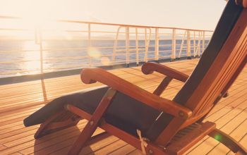 Deck chair on a cruise ship on the promenade deck