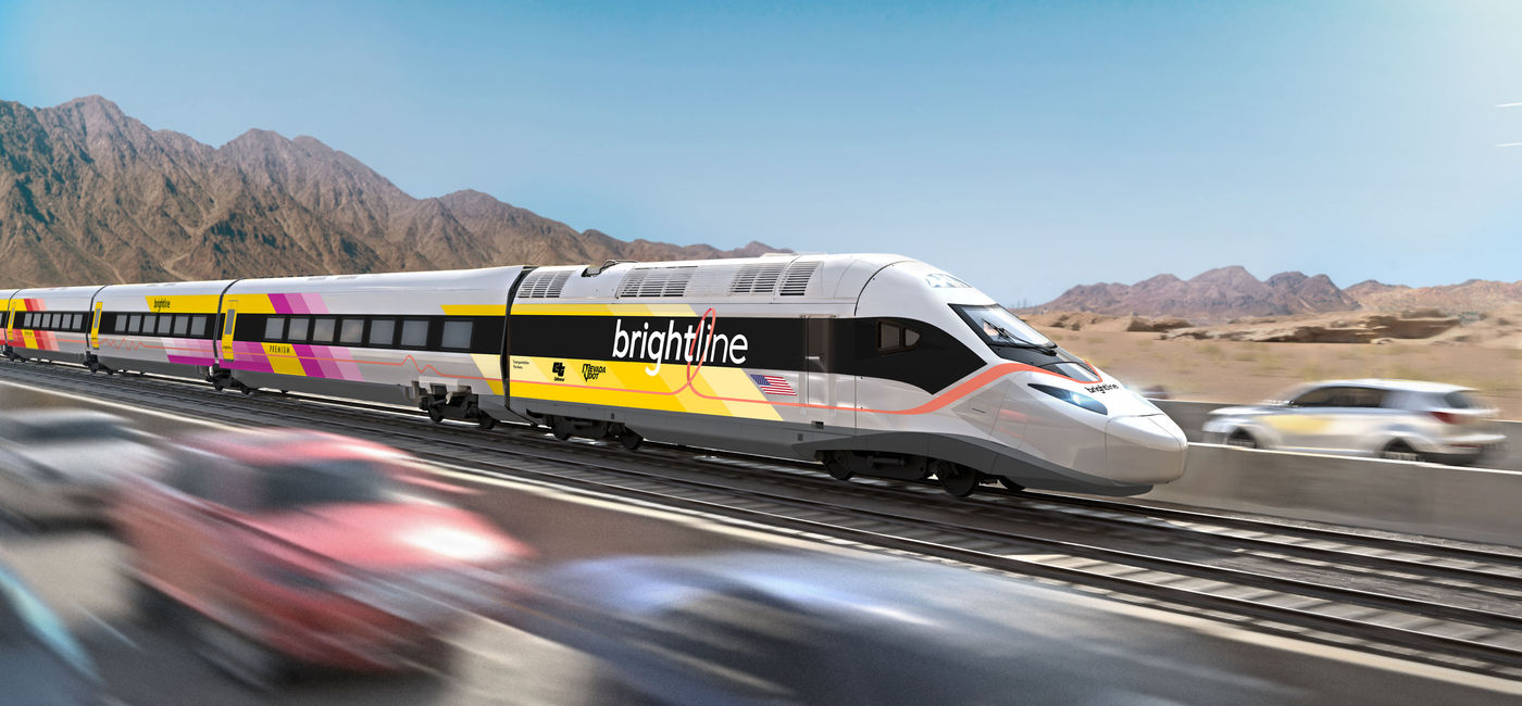 Image: Brightline West train between Las Vegas and Southern California (Photo Credit: Brightline)