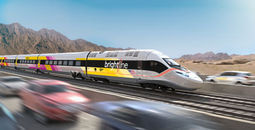 Brightline West train between Las Vegas and Southern California