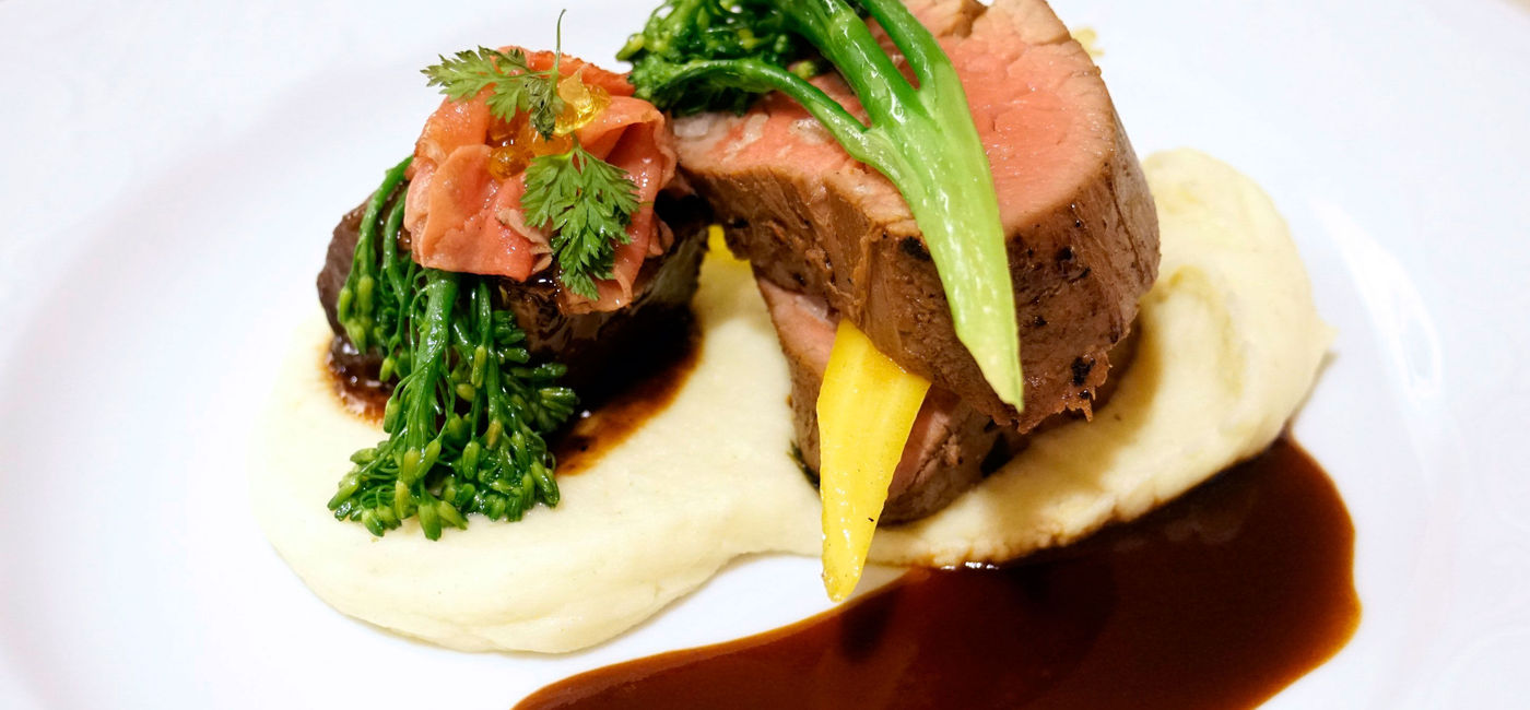 Image: Beef Trio entree on Crystal Symphony, Crystal Cruises (Jason Leppert)
