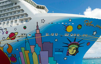 Norwegian Cruise Line's Norwegian Breakaway sports its Peter Max hull art