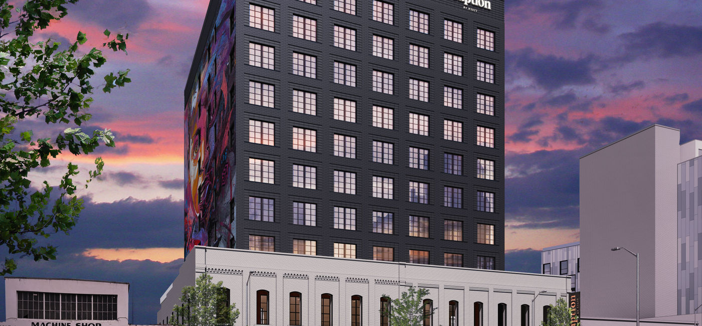 Image: Exterior rendering of the Caption by Hyatt Beale Street Memphis. (photo via Caption by Hyatt) ((photo via Caption by Hyatt))