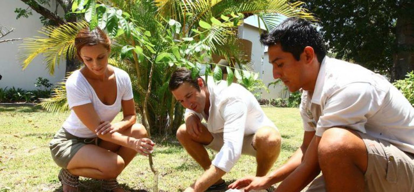 Image:  PHOTO: Planting a tree at Sandos Caracol (Photo courtesy of Sandos Hotels & Resorts) 