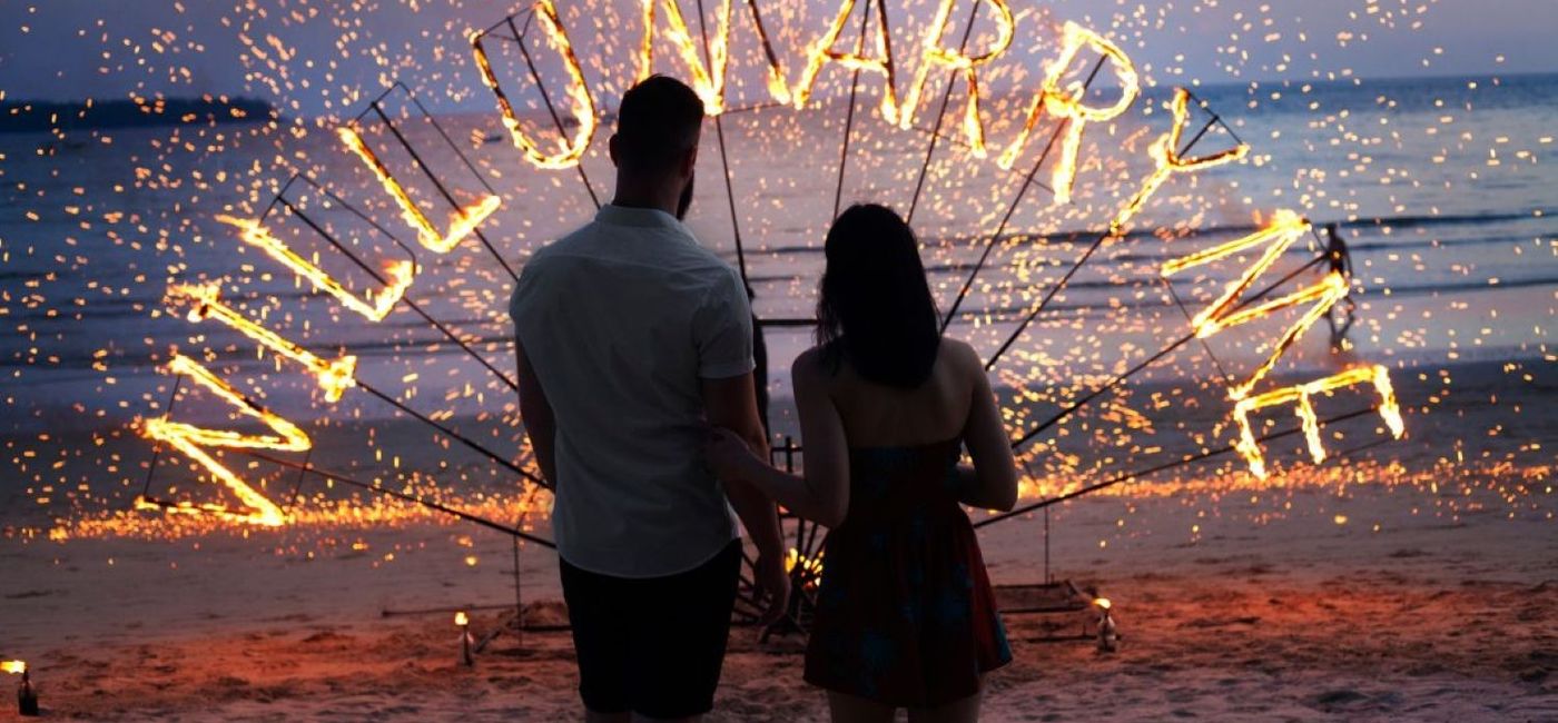 Image: A couple gets engaged on a beach. (photo via ALG Vacations) (A couple gets engaged on a beach.)