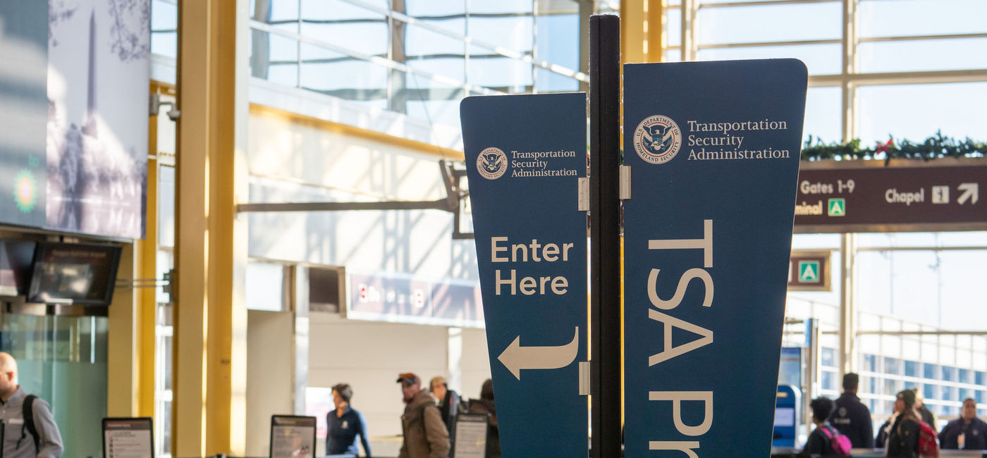 Image: TSA PreCheck lane at Reagan National Airport. (photo via David Tran/iStock Editorial/Getty Images Plus)