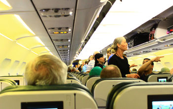 Boarding a plane cabin