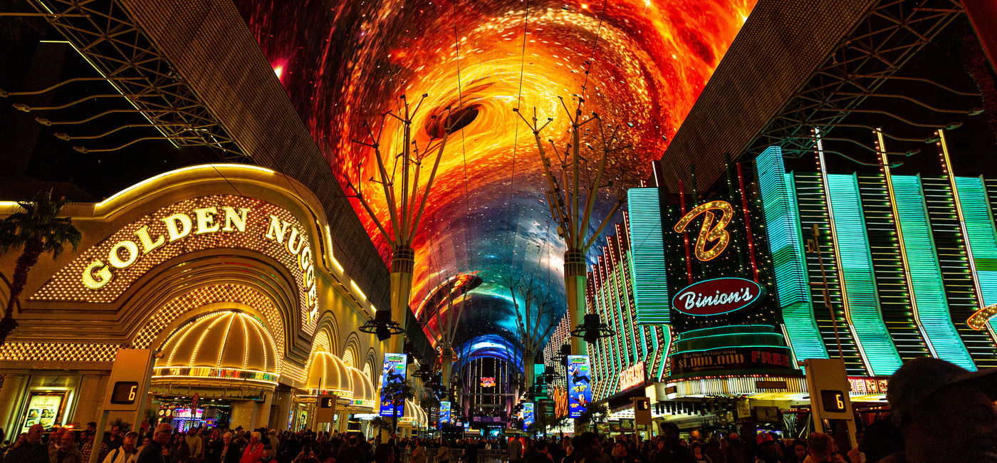 Image: PHOTO: The new, $32-million upgraded Viva Vision overhead video screen above Fremont Street in Downtown Las Vegas. (Photo courtesy of Black Raven Films)