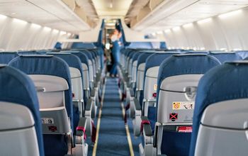 Empty Airplane Cabin Interior.