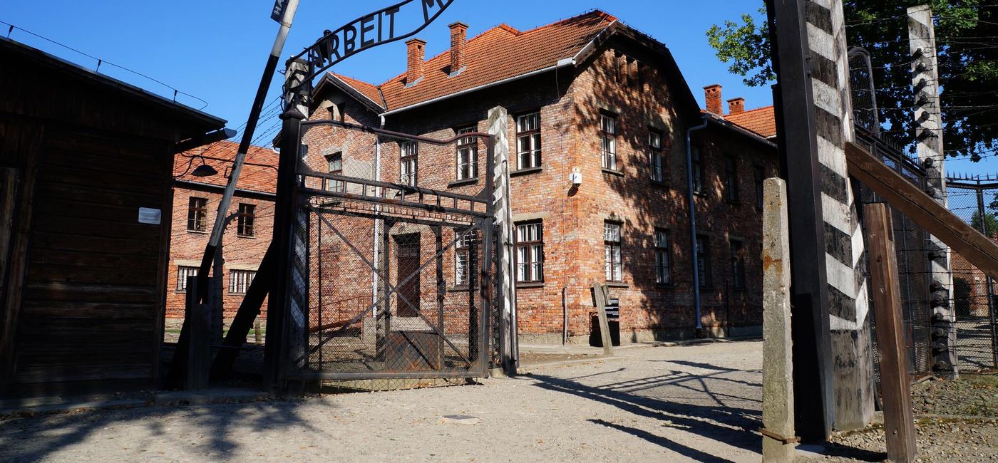 Image: Auschwitz-Birkenau Memorial and Museum in Oswiecim, Poland. (photo via YMZK-photo/iStock Editorial/Getty Images Plus)