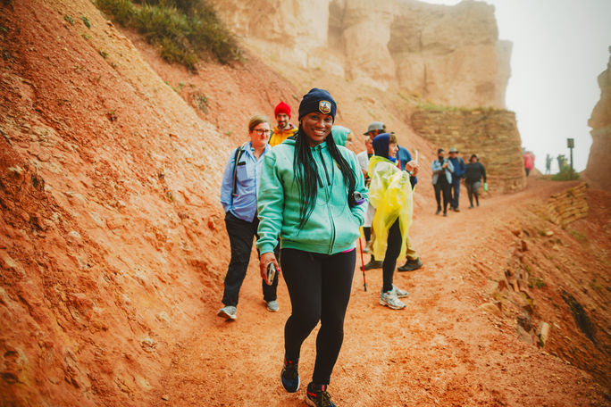 Travelers hiking through the US Travelers hiking through the US