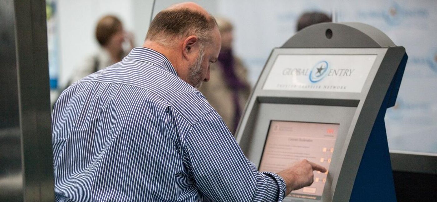 Image: Travelers with Global Entry can use automated kiosks when entering the United States. (Photo Credit: Josh Denmark/U.S. Customs and Border Protection)