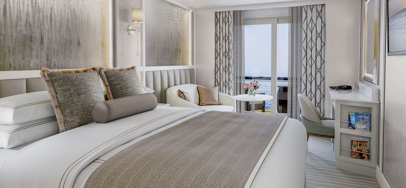 Image: Rendering of the Concierge Level Veranda Stateroom aboard the Vista. (photo via Oceania Cruises) ((photo via Oceania Cruises))