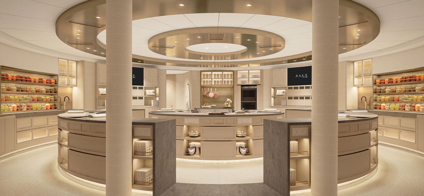 Image: Rendering of S.A.L.T. Lab on the Silver Moon, which will be used for culinary classes. (photo via Silversea Cruises)