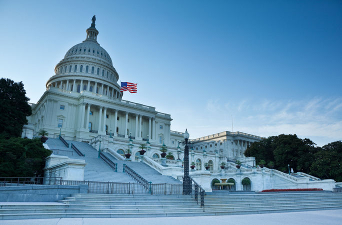 The U.S. Capitol in the early morning.