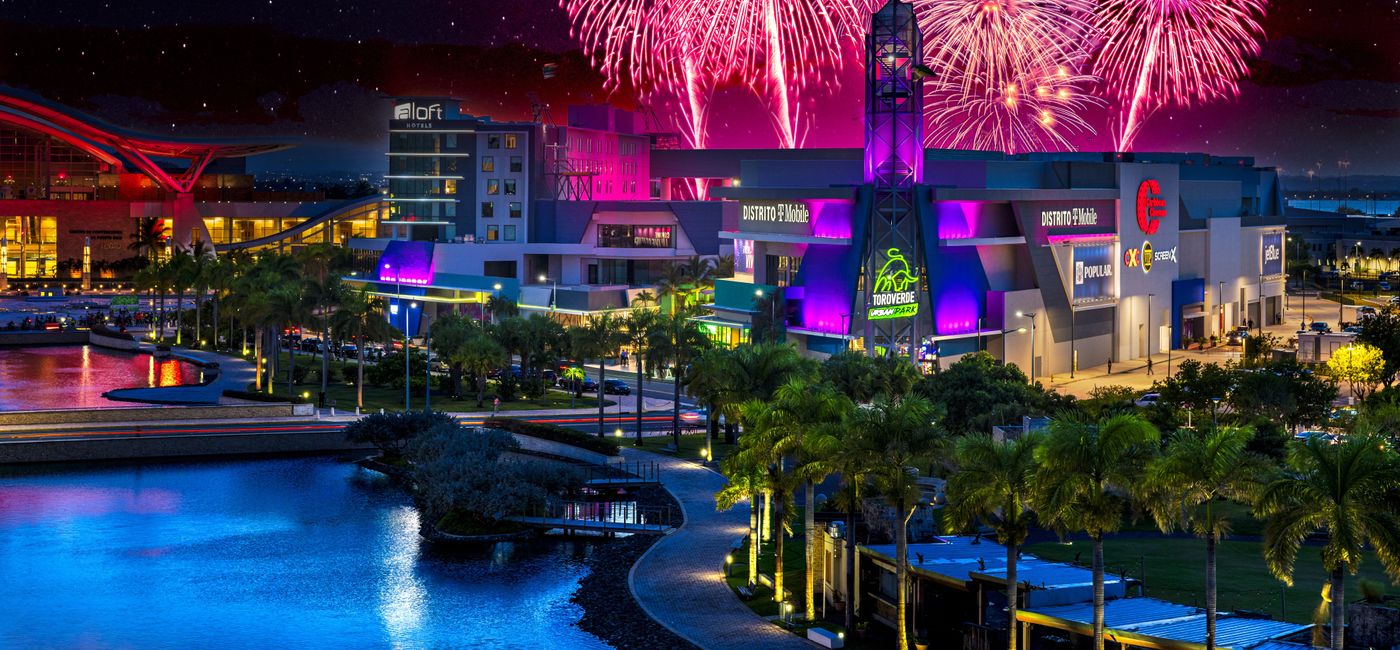 Image: A celebration with fireworks at Puerto Rico's DISTRITO T-Mobile. (photo via Discover Puerto Rico) ((photo via Discover Puerto Rico))