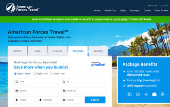 American Forces Travel's homepage