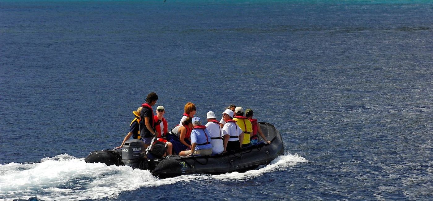 Image: Guests in zodiac boat to the Seychelles' Vallee de Mai Nature Reserve. (photo via Ponant/Francois Lefebvre) (Ponant)