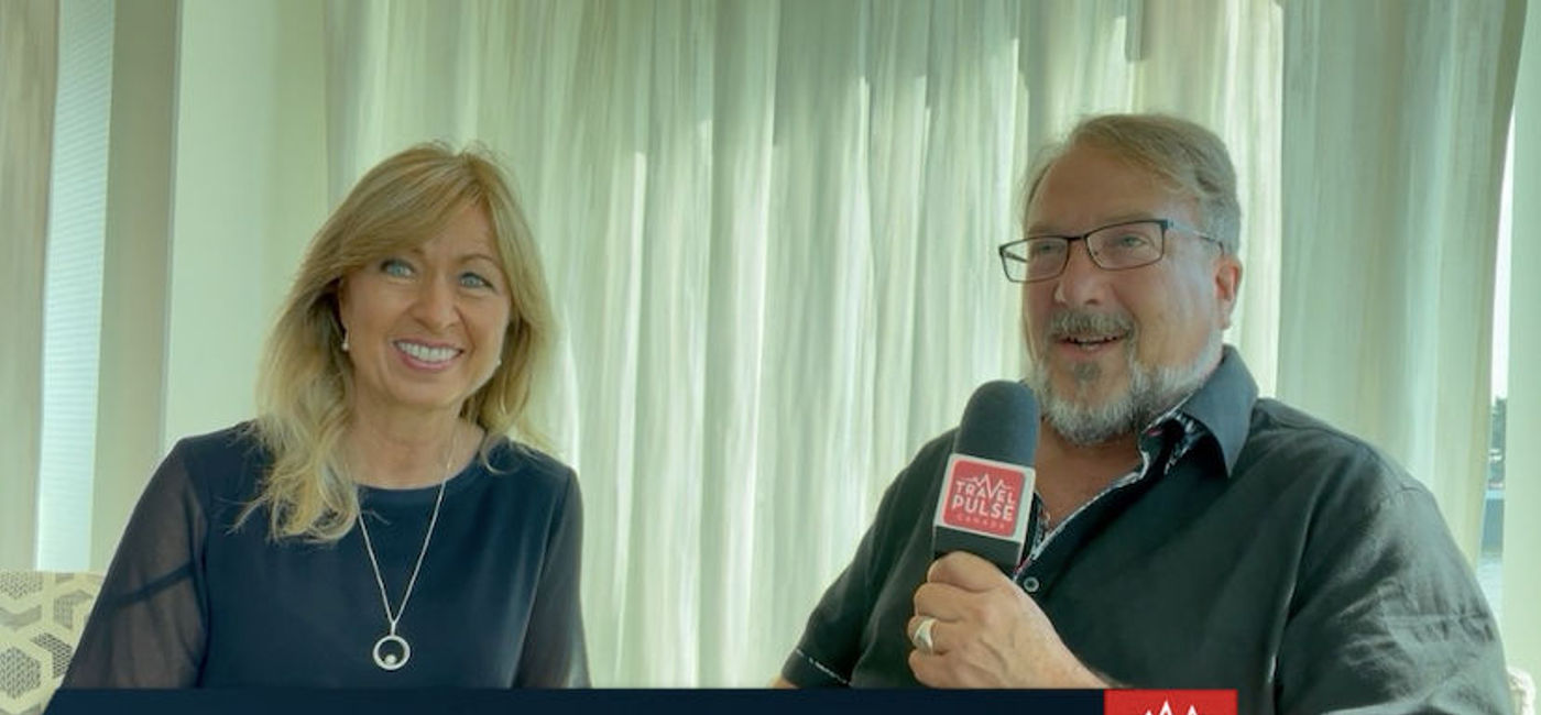 Image: AmaWaterways Co-Founder Kristin Kars with TPC's Bruce Parkinson. (TravelPulse)