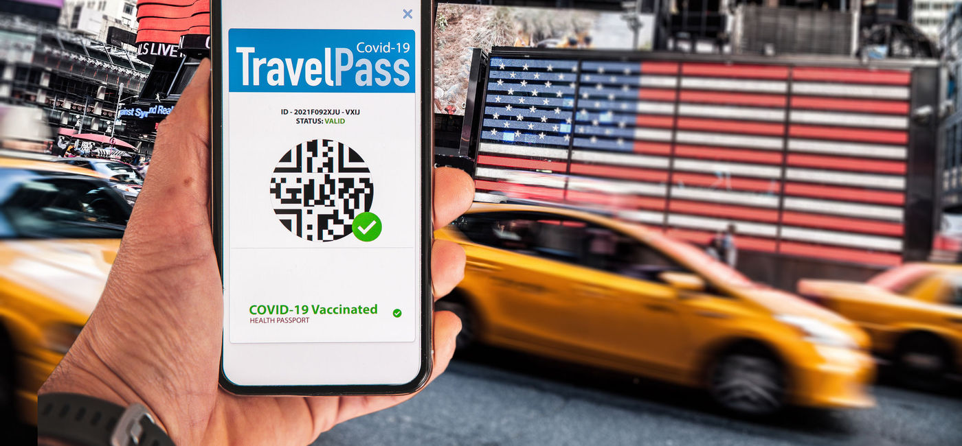 Image: Digital COVID-19 vaccination verification app concept. (photo via iStock/Getty Images Plus/LeoPatrizi)