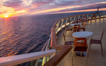 Cruise ship deck at sunset